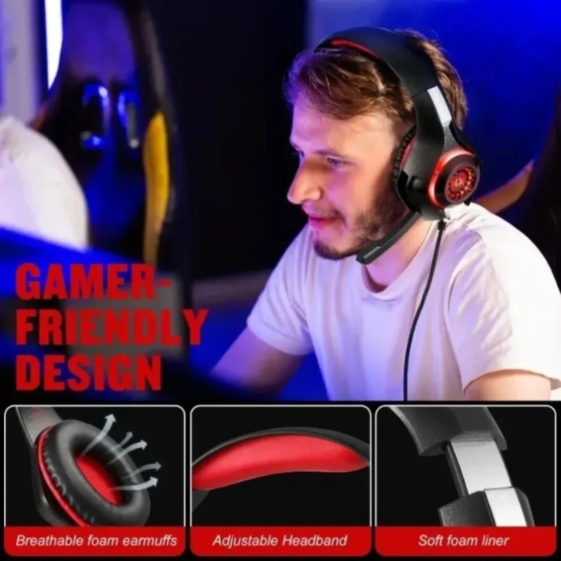 Gaming Headset With Mic Rgb - Kablolu Oyuncu Kulaklığı, Kulak Üstü, Gürültü