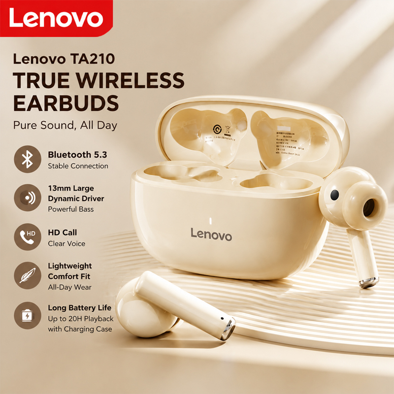 Anc Wireless Over Ear Headphones - Lenovo TA210 Bluetooth Kablosuz Kulaklık, Dahili