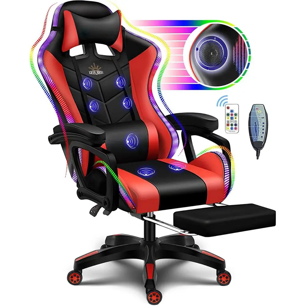 Speakers - Kırmızı Renkli, LED RGB Işıklı, Hoparlörlü