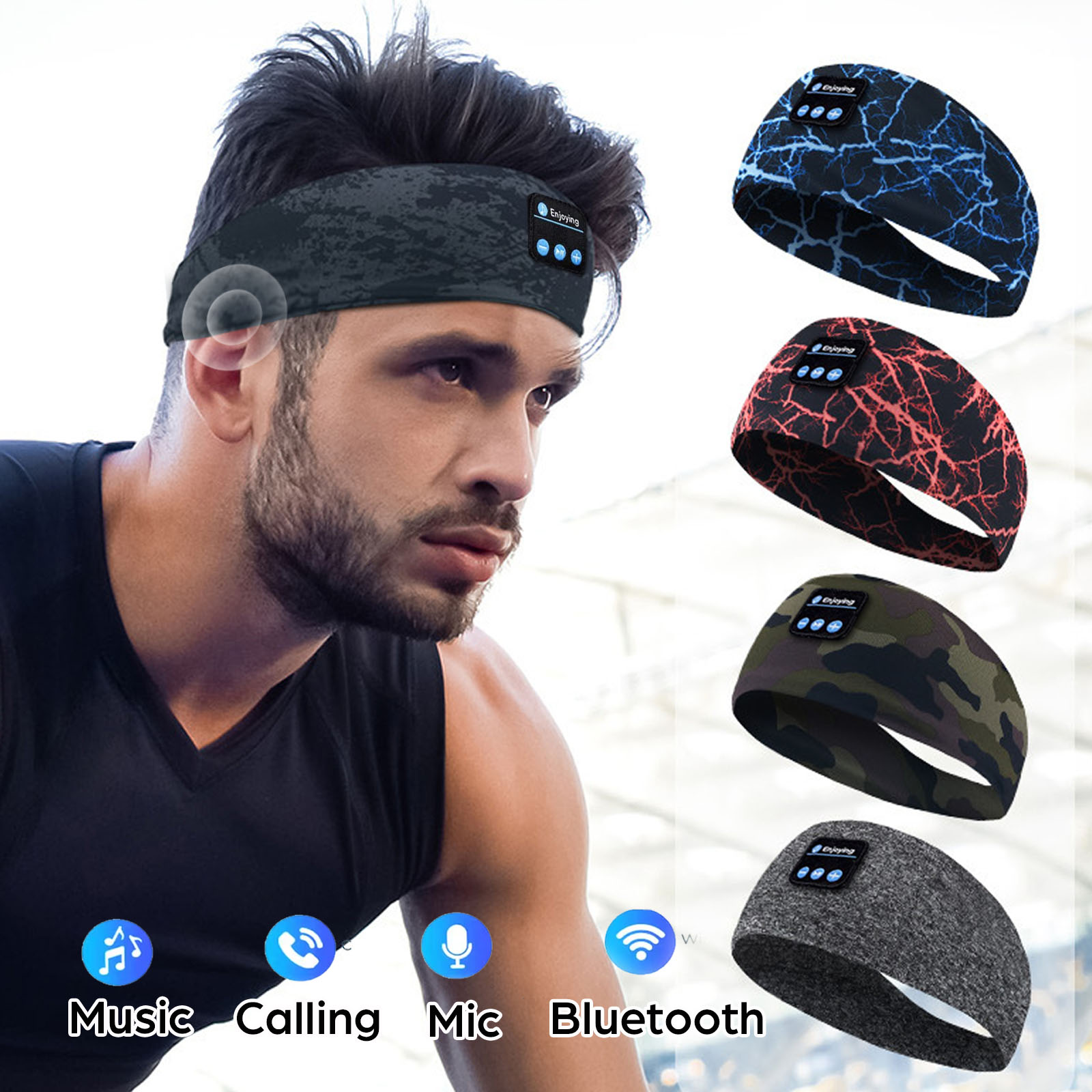 Sleep Mask Headphones Bluetooth - Bluetooth Kulaklık Spor Kafa Bandı Elastik