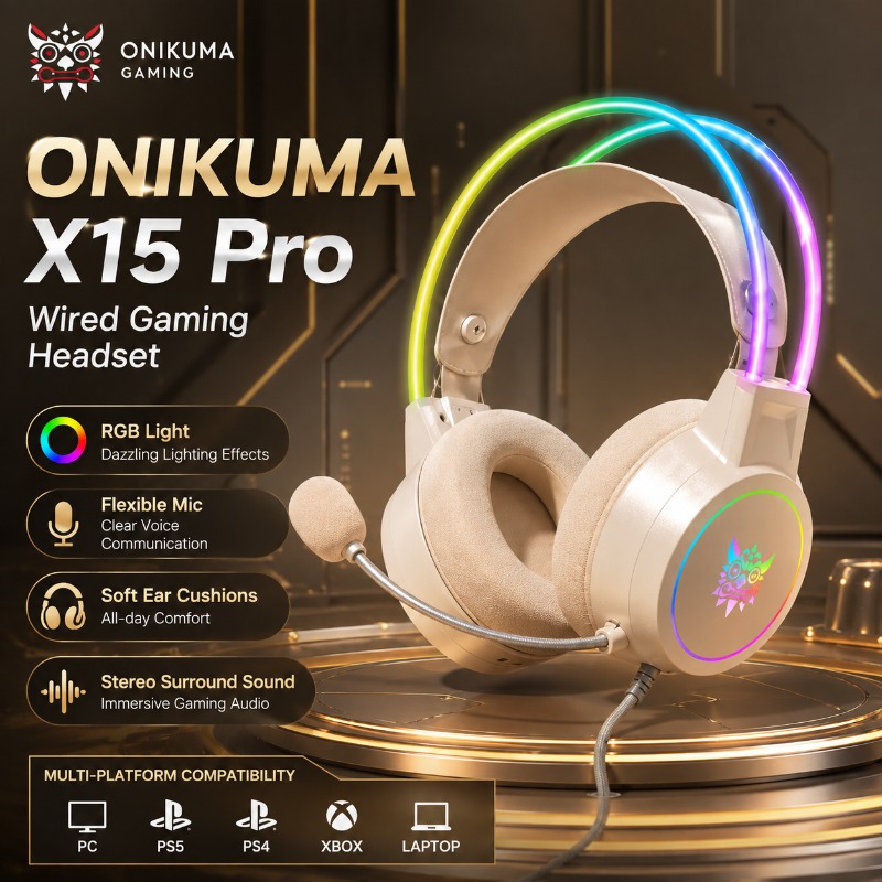 Gaming Headset With Mic Rgb - ONIKUMA X15 Pro Oyun Kulaklığı Kablolu