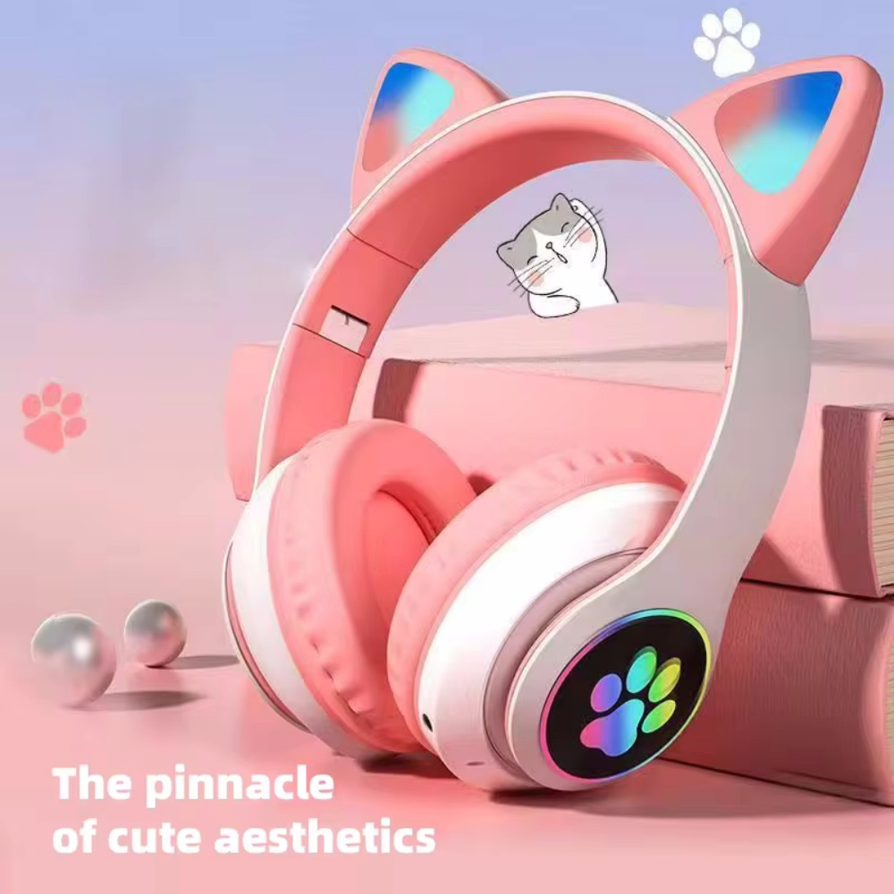Cat Ear Bluetooth Headset Led - Sevimli Kedi Kulak Kablosuz Kulaklık Çocuk