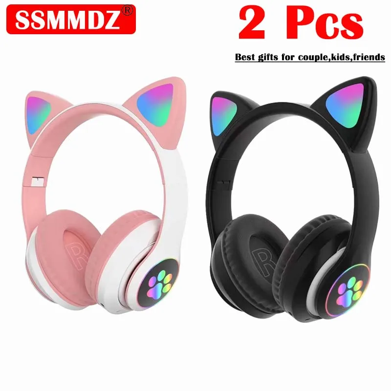 Cat Ear Bluetooth Headset Led - 2 adet kablosuz kulaklık Bluetooth müzik