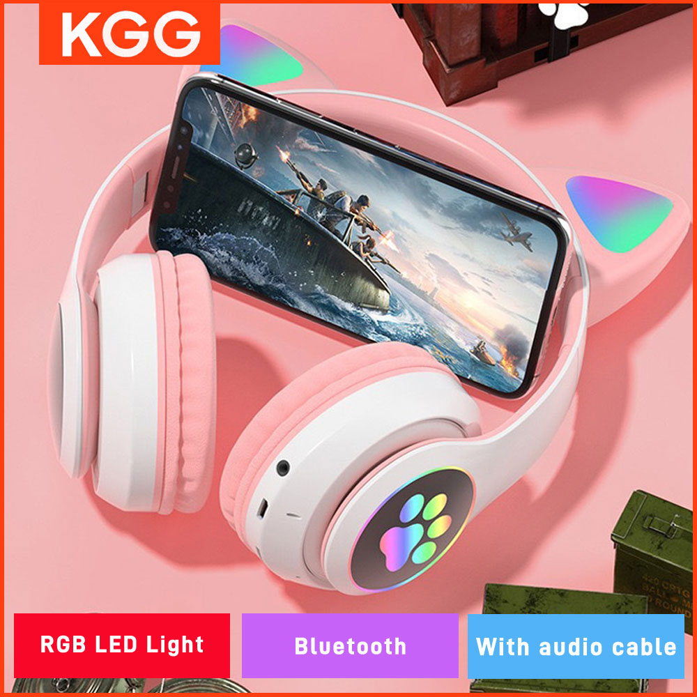Cat Ear Bluetooth Headset Led - Kedi Kulaklar Kulaklıklar Flaş Işığı Kablosuz