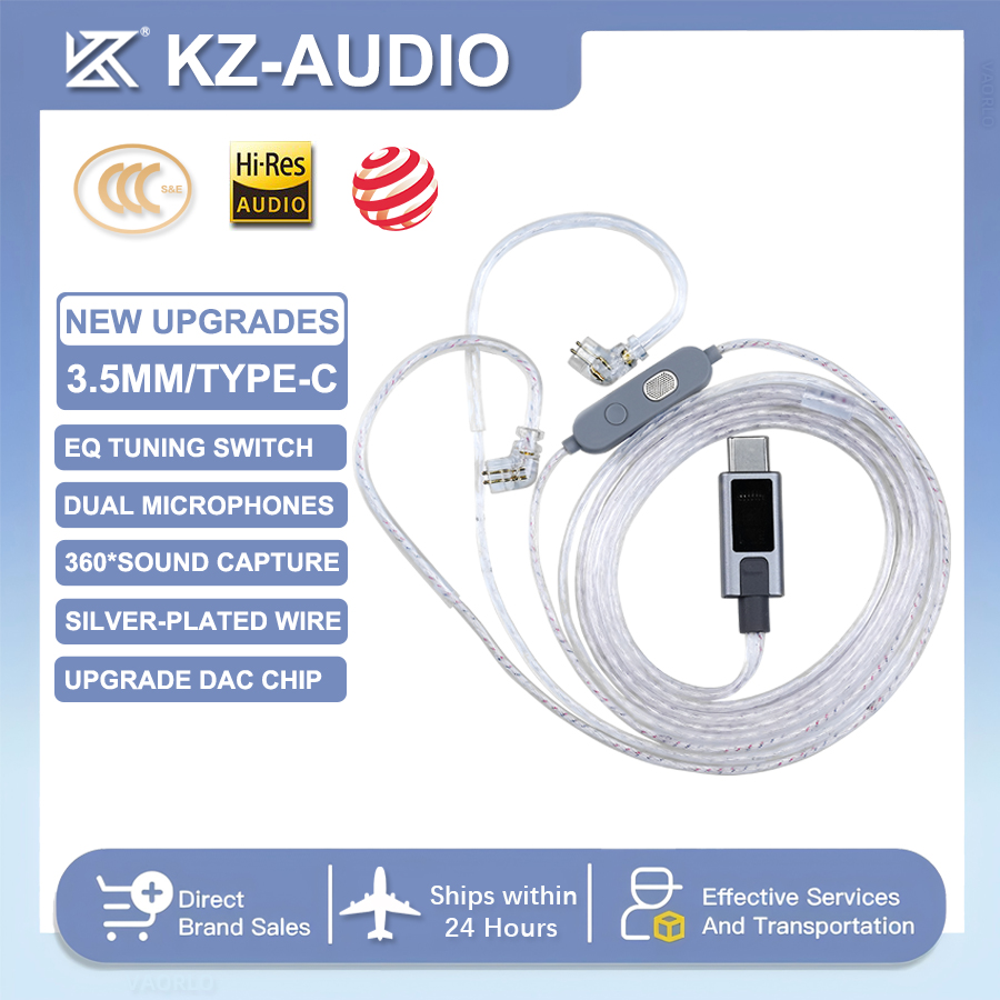 Type C Wired Earphones With Mic - KZ M2 çift mikrofonlu gümüş kaplama