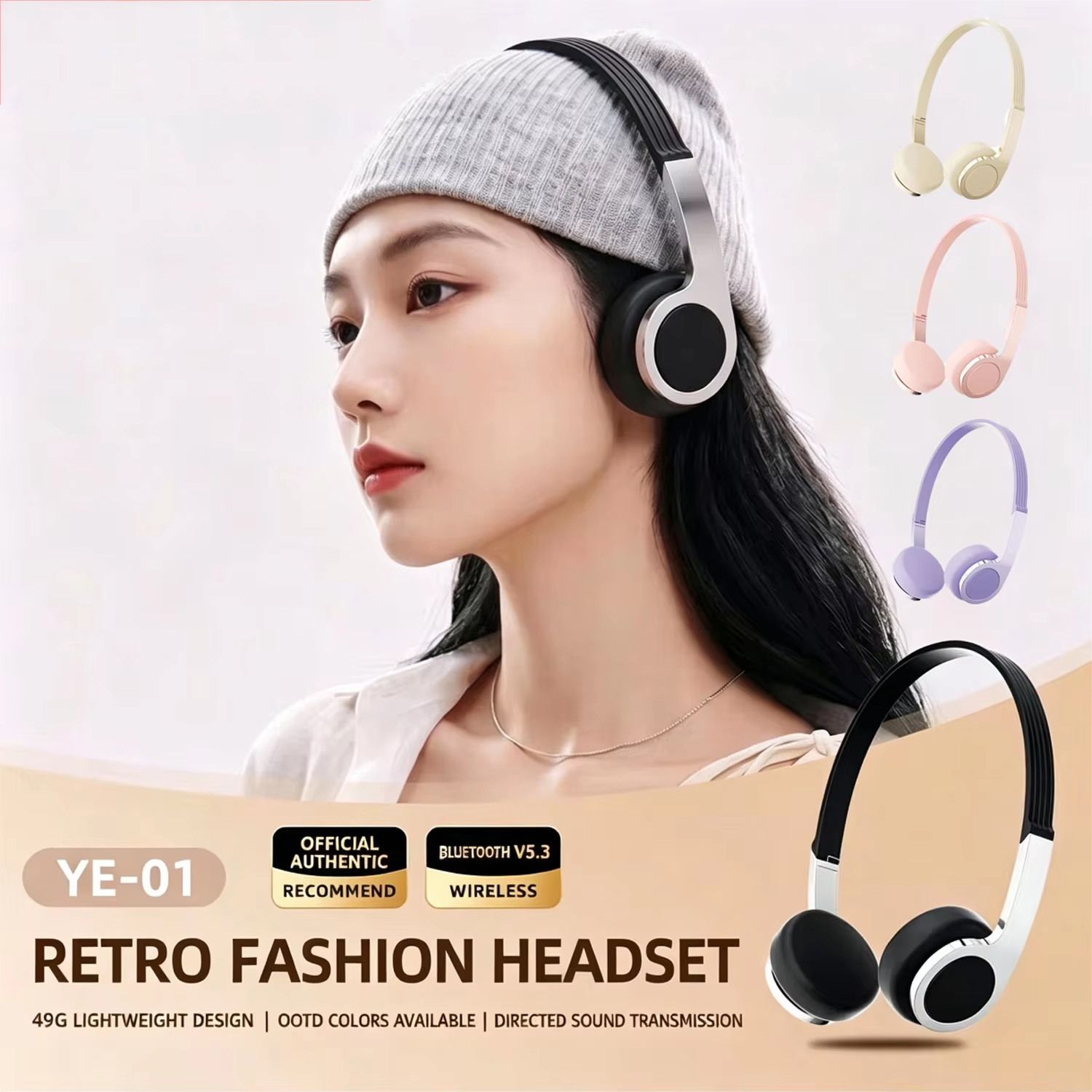 Anc Wireless Over Ear Headphones - Yeni Retro Kompakt Kulak Üstü Bluetooth