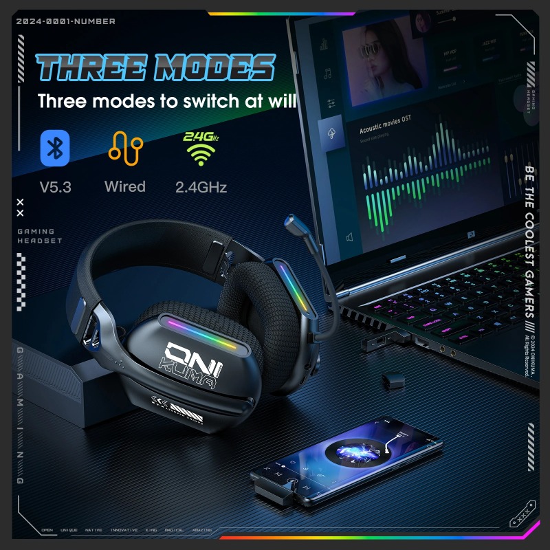 ONIKUMA GT808 Kablosuz Oyun Ku - Gaming Headset With Mic Rgb incelemesi ve fiyatı